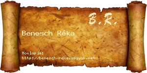 Benesch Réka névjegykártya